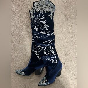 Cape Robbin Navy Embellished Over the Knee Boots